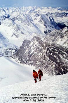 Mike S. and Dave C. approaching summit of Mt. Joffre